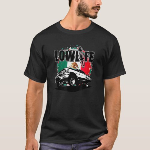 Chicano Cholo Mexico Flag 3 Wheelin  Mens Lowrider T_Shirt