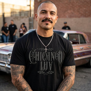 Chicano love black Custom Name T-Shirt