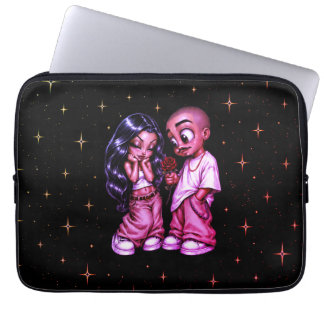 Chicano Love Couple Red Rose Gold Stars LaptopCase Laptop Sleeve