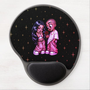 Chicano Love Couple Red Rose Gold Stars Phone Case Gel Mouse Pad