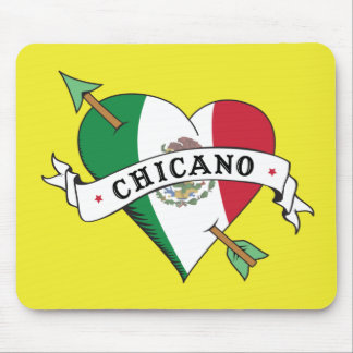 Chicano Tattoo Heart with Mexican Flag Mouse Pad