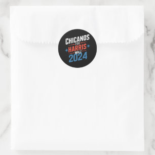 Chicanos for Harris Walz 2024 Presidential Classic Round Sticker