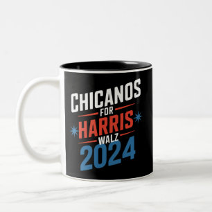 Chicanos for Harris Walz 2024 Presidential  Two-Tone Coffee Mug