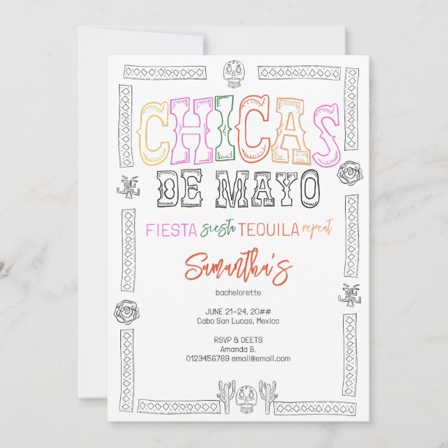 Chicas de Mayo Fiesta Siesta Tequila Bachelorette Invitation (Front)