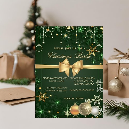 ChicChristmas BallsSnowflakes Corporate Christmas Invitation