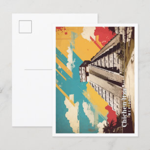 Chicen Itza Mexico Pop Art Travel Illustration Postcard