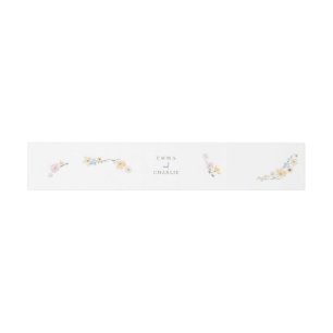 Chich Pastel flowers Wedding Invitation Belly Band