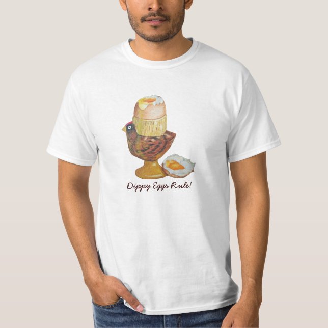 chichen eggcup with boiled egg and fun slogan T-Shirt (Front)