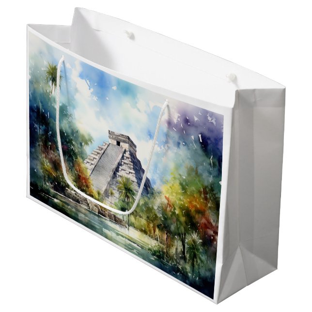 Chichen Itza Large Gift Bag (Front Angled)