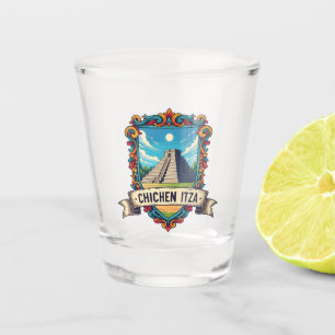 Chichen Itza Mexico Night Shot Glass