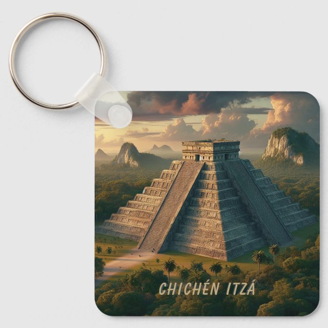 Chichén Itzá Yucatá Mexico Landscape Travel Keychain (Front)