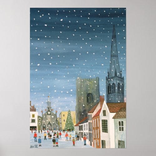 Chichester Cathedral A Snow Scene Poster