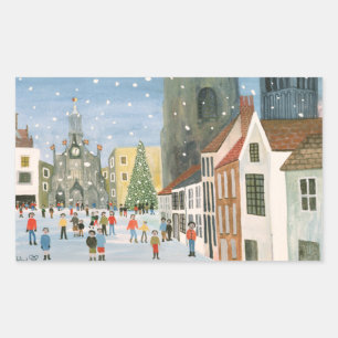Chichester Cathedral A Snow Scene Rectangular Sticker