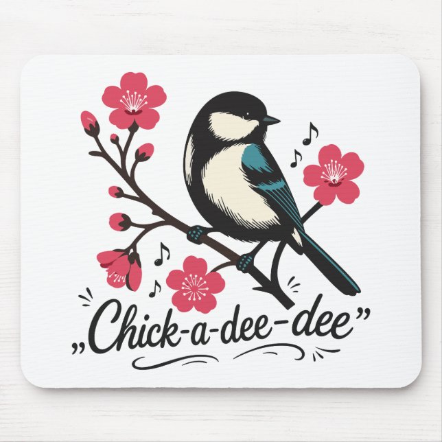 Chick-a-dee-dee-dee chickadee bird call mouse pad (Front)