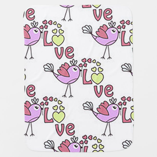 “Chick-a-Dee Love” Baby Blanket (Front)