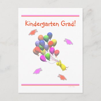 Chick And Balloons Kindergarten Graduation Announcement Postcard by Peerdrops at Zazzle