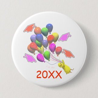 Chick and Balloons Kindergarten Graduation Button