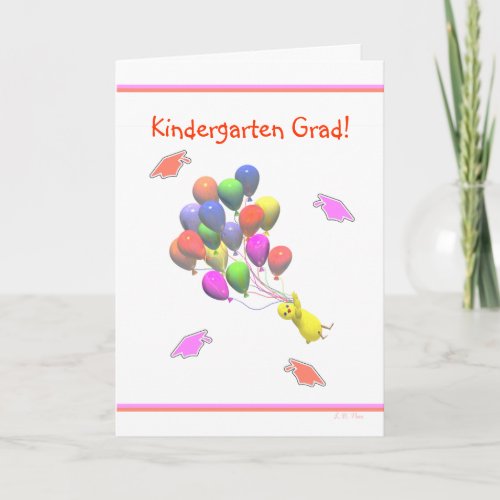Chick and Balloons Kindergarten Graduation Card