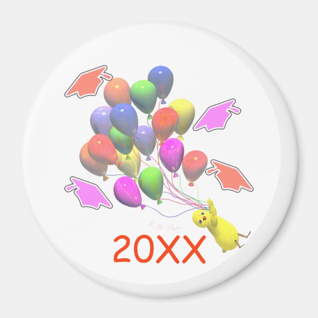 Chick and Balloons Kindergarten Graduation Magnet (Front)