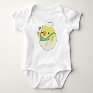 Chick as Cook with Chef's hat & Spatula Baby Bodysuit
