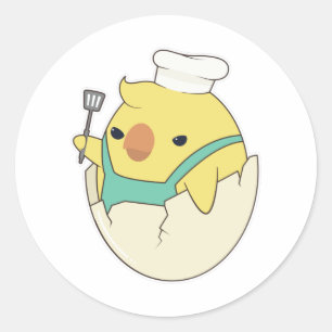 Chick as Cook with Chef's hat & Spatula Classic Round Sticker