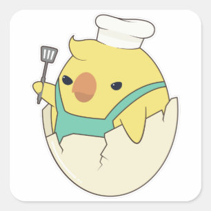 Chick as Cook with Chef's hat & Spatula Square Sticker