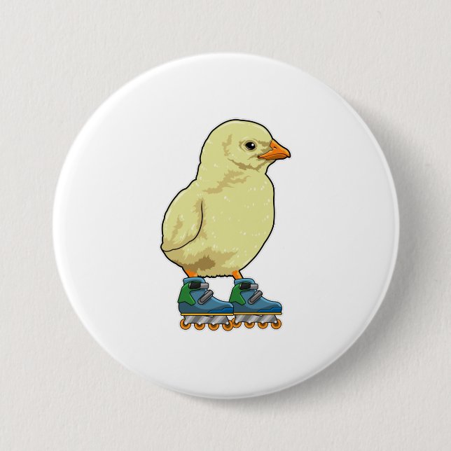 Chick as Inline skater with Inline skates Button (Front)