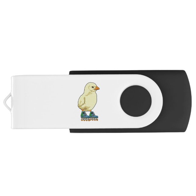 Chick as Inline skater with Inline skates Flash Drive (Back)