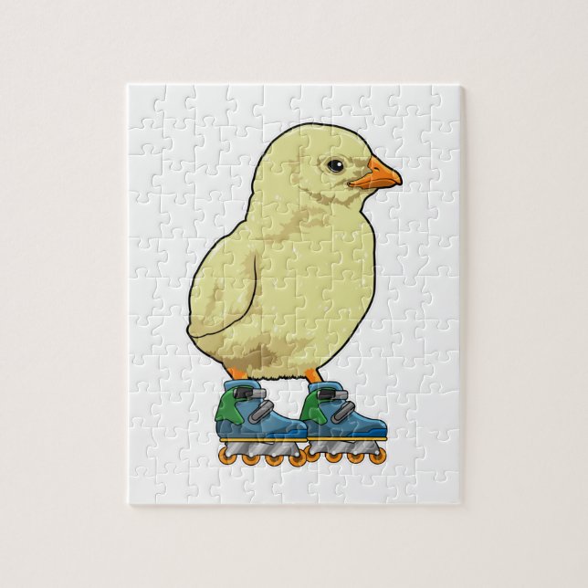 Chick as Inline skater with Inline skates Jigsaw Puzzle (Vertical)