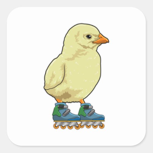 Chick as Inline skater with Inline skates Square Sticker