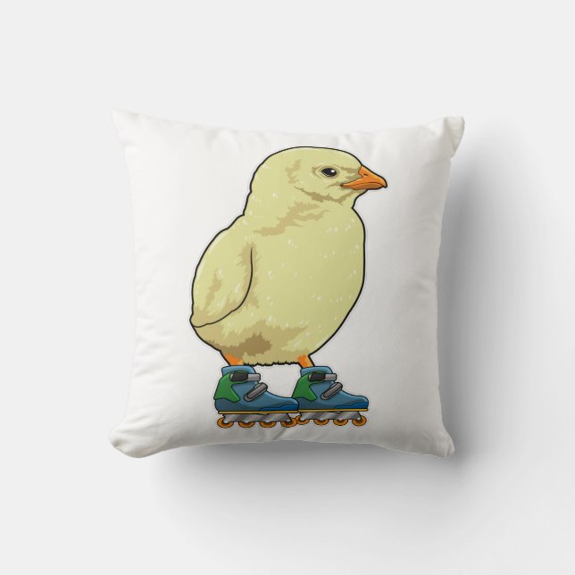 Chick as Inline skater with Inline skates Throw Pillow (Front)