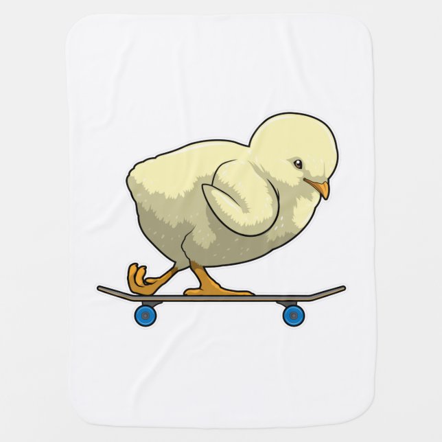 Chick as Skater with Skateboard Baby Blanket (Front)