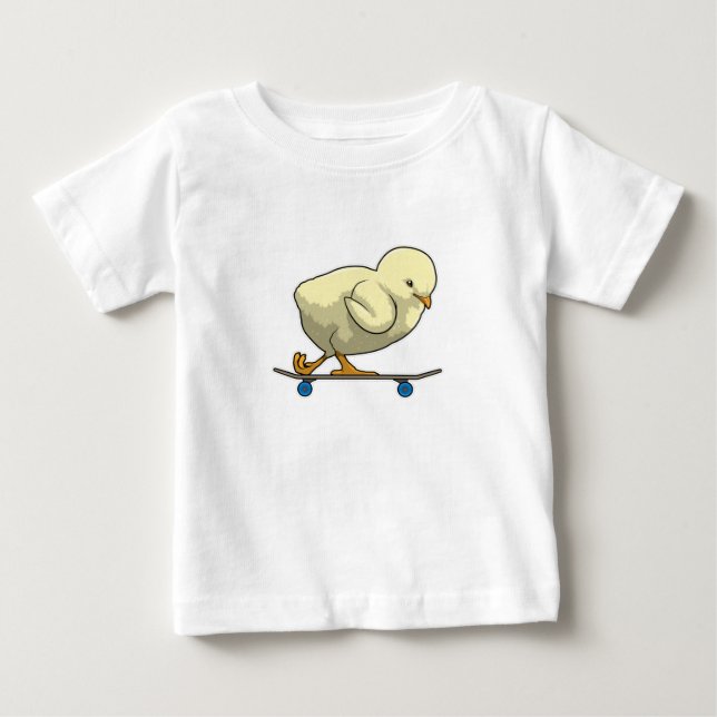 Chick as Skater with Skateboard Baby T-Shirt (Front)