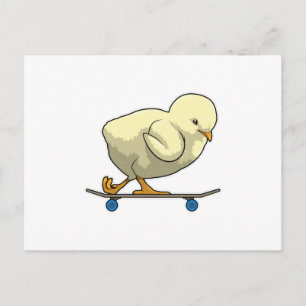Chick as Skater with Skateboard Postcard