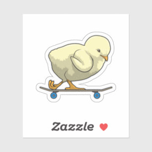 Chick as Skater with Skateboard Sticker