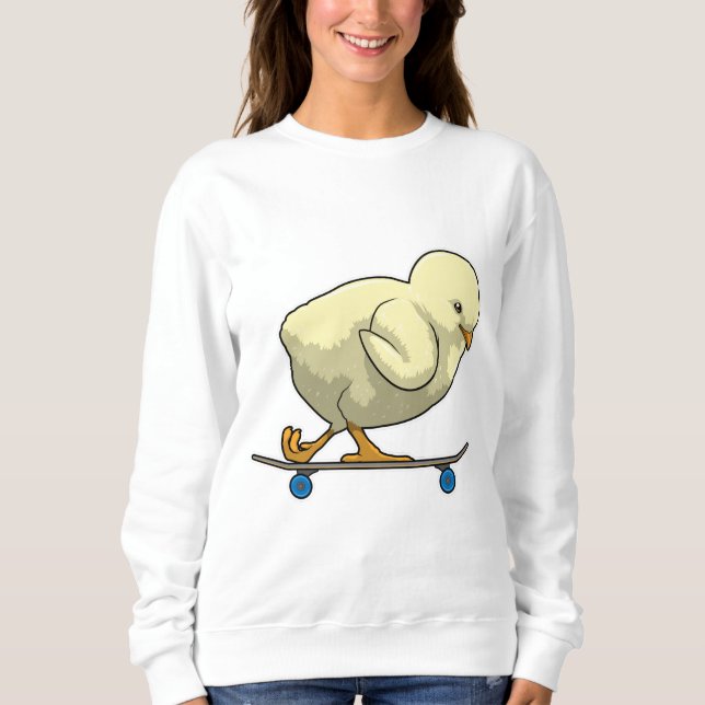 Chick as Skater with Skateboard Sweatshirt (Front)