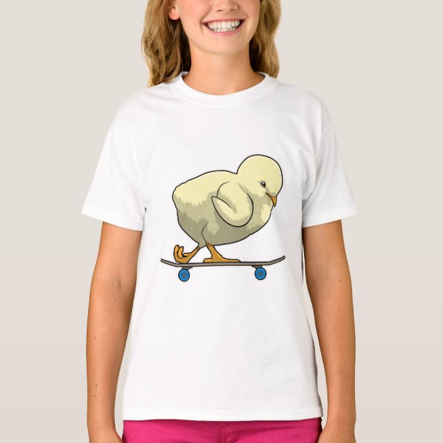 Chick as Skater with Skateboard T-Shirt (Front)
