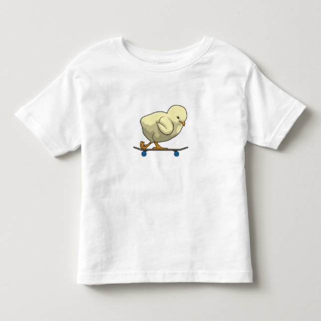 Chick as Skater with Skateboard Toddler T-shirt (Front)