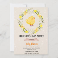 Chick baby shower birthday invitation