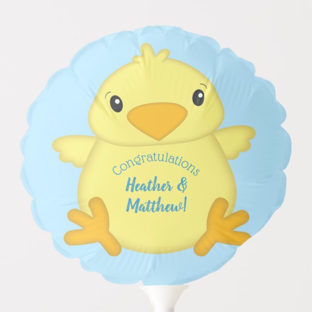 Chick Baby Shower Blue Balloon (Front)