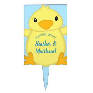 Chick Baby Shower Blue Cake Topper