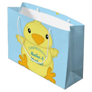 Chick Baby Shower Blue Large Gift Bag