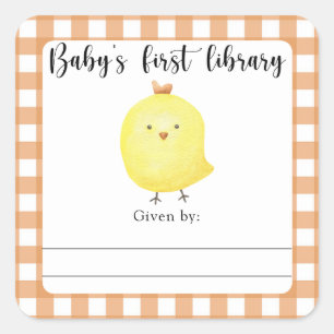 Chick Baby Shower bookplate - baby's first library