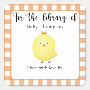 chick Baby Shower bookplate - for the library of