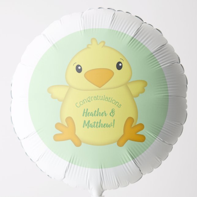 Chick Baby Shower Green Balloon (Front)