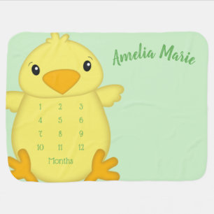 Chick Baby Shower Green Blanket