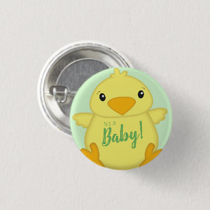 Chick Baby Shower Green Button