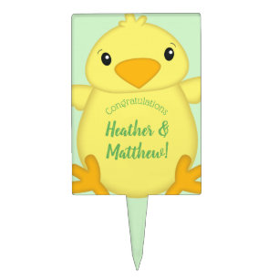 Chick Baby Shower Green Cake Topper
