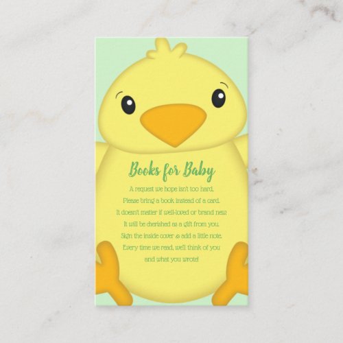 Chick Baby Shower Green Enclosure Card