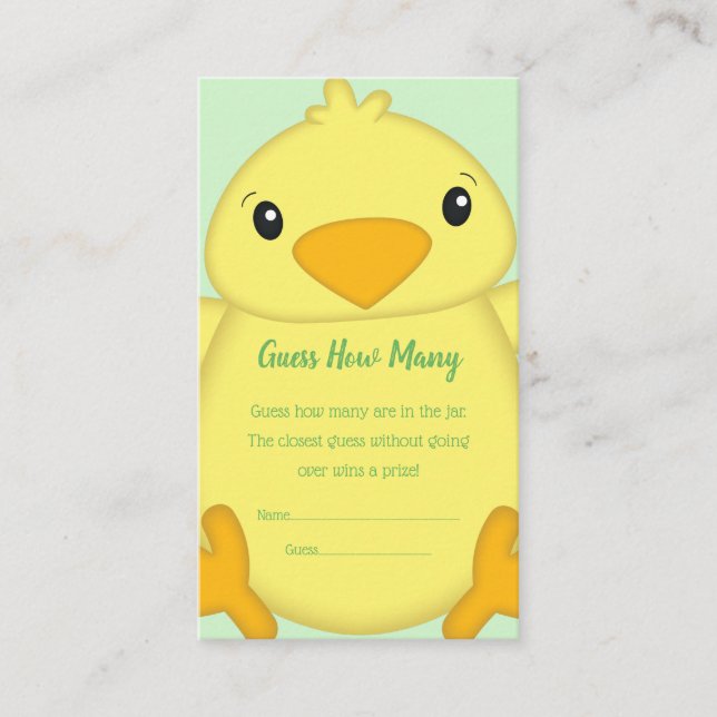 Chick Baby Shower Green Enclosure Card (Front)